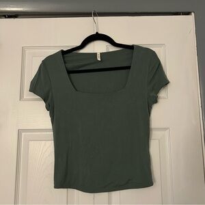 BE COOL Forest Green Square Neck Tee